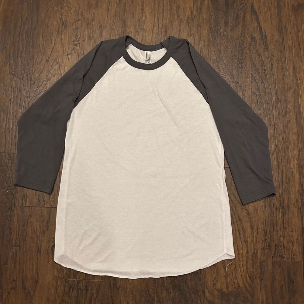 American Apparel Gray and White T-Shirt Unisex Size Medium